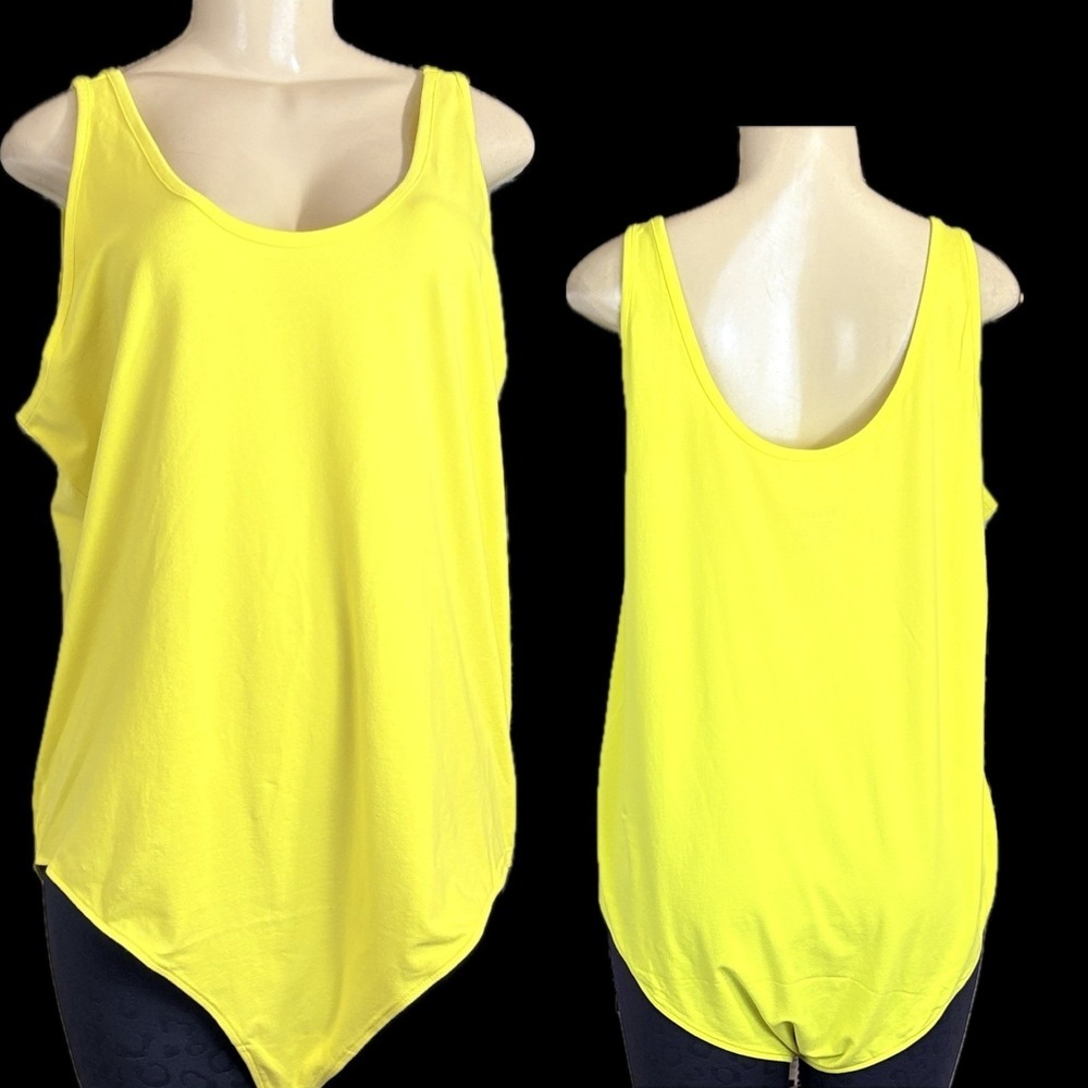 Torrid 6X Yellow Scoop Neck Front/Back Bodysuit Sleeveless Tank Design Cotton